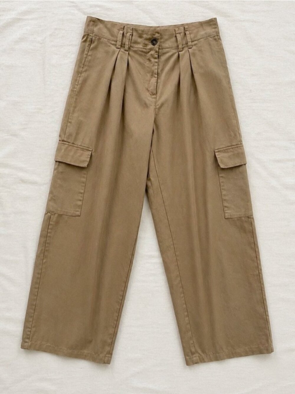 Luna Allegra Cargo Pants Woman Medium Made Italy Cotton Khaki Wide Leg Utility